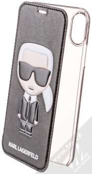 Karl Lagerfeld Ikonik flipové pouzdro s motivem pro Apple iPhone X, iPhone XS (KLFLBKPXIKPUBK) černá (black)
