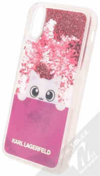 Karl Lagerfeld Peek a Boo Liquid Glitter Case ochranný kryt s přesýpacím efektem třpytek pro Apple iPhone X (KLHCPXPABGFU) sytě růžová (fuchsia) animace 2