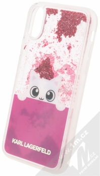 Karl Lagerfeld Peek a Boo Liquid Glitter Case ochranný kryt s přesýpacím efektem třpytek pro Apple iPhone X (KLHCPXPABGFU) sytě růžová (fuchsia) animace 3