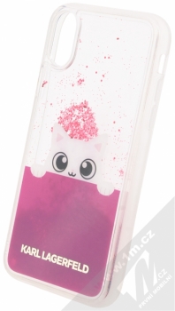 Karl Lagerfeld Peek a Boo Liquid Glitter Case ochranný kryt s přesýpacím efektem třpytek pro Apple iPhone X (KLHCPXPABGFU) sytě růžová (fuchsia) animace 4