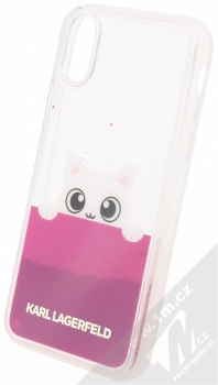 Karl Lagerfeld Peek a Boo Liquid Glitter Case ochranný kryt s přesýpacím efektem třpytek pro Apple iPhone X (KLHCPXPABGFU) sytě růžová (fuchsia) animace 5