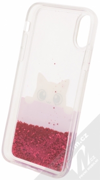 Karl Lagerfeld Peek a Boo Liquid Glitter Case ochranný kryt s přesýpacím efektem třpytek pro Apple iPhone X (KLHCPXPABGFU) sytě růžová (fuchsia) zepředu