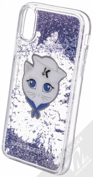 Karl Lagerfeld Sailor Choupette Liquid Glitter Hard Case ochranný kryt s přesýpacím efektem třpytek pro Apple iPhone X (KLHCPXKSCH) tmavě modrá (navy blue) animace 1