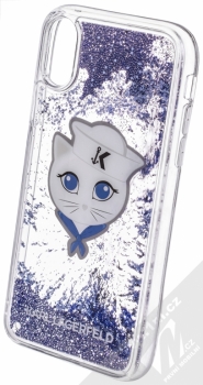 Karl Lagerfeld Sailor Choupette Liquid Glitter Hard Case ochranný kryt s přesýpacím efektem třpytek pro Apple iPhone X (KLHCPXKSCH) tmavě modrá (navy blue) animace 2