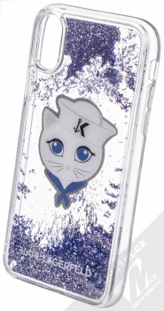 Karl Lagerfeld Sailor Choupette Liquid Glitter Hard Case ochranný kryt s přesýpacím efektem třpytek pro Apple iPhone X (KLHCPXKSCH) tmavě modrá (navy blue) animace 3