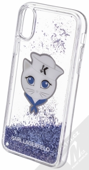Karl Lagerfeld Sailor Choupette Liquid Glitter Hard Case ochranný kryt s přesýpacím efektem třpytek pro Apple iPhone X (KLHCPXKSCH) tmavě modrá (navy blue) animace 5