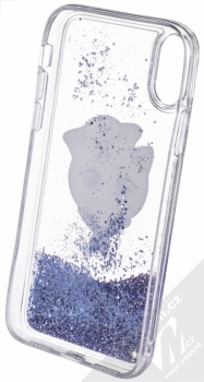 Karl Lagerfeld Sailor Choupette Liquid Glitter Hard Case ochranný kryt s přesýpacím efektem třpytek pro Apple iPhone X (KLHCPXKSCH) tmavě modrá (navy blue) zepředu