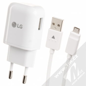 LG MCS-H06ED originální nabíječka s USB výstupem 9V/5V/1,8A + LG EAD62329704 originální USB kabel s microUSB konektorem bílá (white)