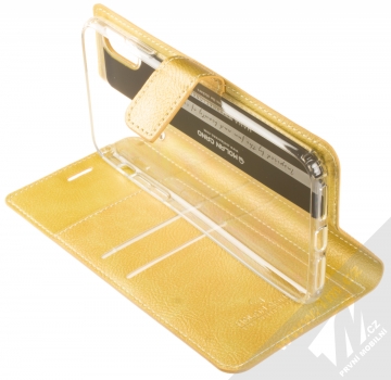 Molan Cano Issue Diary flipové pouzdro pro Apple iPhone XS Max zlatá (gold) stojánek