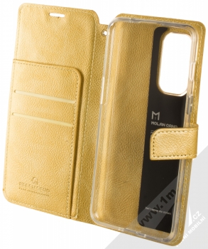 Molan Cano Issue Diary flipové pouzdro pro OnePlus Nord 2 5G zlatá (gold) otevřené
