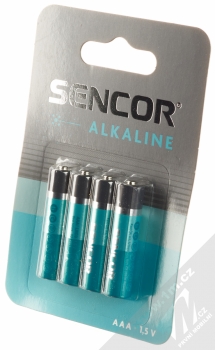 Sencor SBA LR03 4BP AAA ALK mikrotužkové baterie AAA LR3 4ks tyrkysová tmavě šedá (turquoise dark grey) krabička