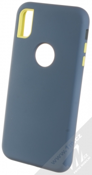 Sligo Defender Solid odolný ochranný kryt pro Apple iPhone XS Max tmavě modrá limetkově zelená (navy blue