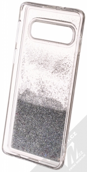 Sligo Liquid Glitter Full ochranný kryt s přesýpacím efektem třpytek pro Samsung Galaxy S10 stříbrná (silver) zepředu