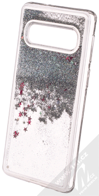 Sligo Liquid Glitter Full ochranný kryt s přesýpacím efektem třpytek pro Samsung Galaxy S10 stříbrná (silver)