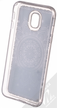 Sligo Liquid Glitter Mandala 3 ochranný kryt s přesýpacím efektem třpytek pro Samsung Galaxy J3 (2017) stříbrná (silver) zepředu