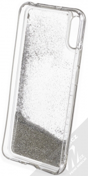 Sligo Liquid Pearl Full ochranný kryt s přesýpacím efektem třpytek pro Huawei Y6 (2019) stříbrná (silver) zepředu