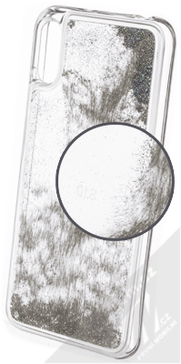 Sligo Liquid Pearl Full ochranný kryt s přesýpacím efektem třpytek pro Huawei Y6 (2019) stříbrná (silver)
