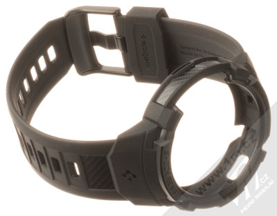 Spigen Rugged Armor Pro odolný ochranný kryt pro Samsung Galaxy Watch4 Classic 46mm černá (matte black) rozepnuté