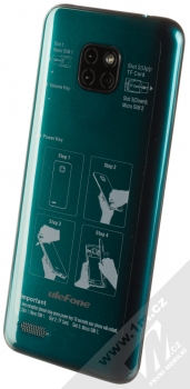 Ulefone Note 7 zelená (midnight green) šikmo zezadu