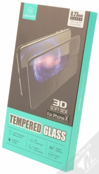 USAMS 3D Soft Side Tempered Glass ochranné tvrzené sklo na kompletní displej pro Apple iPhone X černá (black) krabička