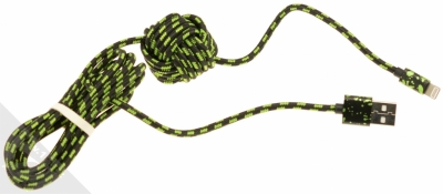 USAMS U-Camo Ball pletený USB kabel s Lightning konektorem pro Apple iPhone, iPad, iPod - délka 1,5 metru černá zelená (black green) balení