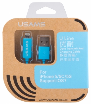 USAMS ULine USB kabel s Apple Lightning konektorem modrá (blue) krabička