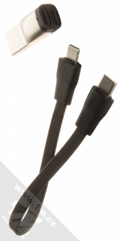 XO NB-Q170B plochý USB či USB Type-C kabel délky 20cm s Apple Lightning konektorem černá (black)