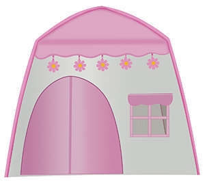 1Mcz Dětský stan ve tvaru domku s okénkem růžová bílá (pink white)
