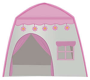 1Mcz Dětský stan ve tvaru domku s okénkem růžová bílá (pink white)