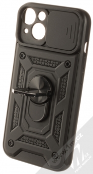 1Mcz Armor CamShield odolný ochranný kryt s držákem na prst pro Apple iPhone 13 černá (black) otevřené a držák