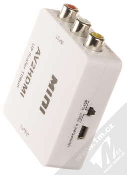 1Mcz AV adaptér z CINCH na HDMI konektor bílá (white) seshora (nabíjení a přepínač)