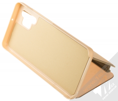1Mcz Clear View flipové pouzdro pro Samsung Galaxy A32 zlatá (gold) stojánek
