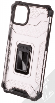 1Mcz Crystal Ring odolný ochranný kryt s držákem na prst, stojánkem a podporující magnetické držáky pro Apple iPhone 13 černá (black)