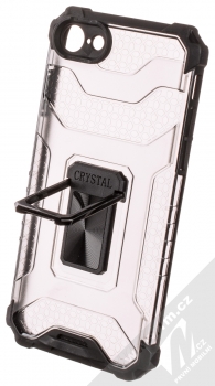 1Mcz Crystal Ring odolný ochranný kryt s držákem na prst, stojánkem a podporující magnetické držáky pro Apple iPhone 7, iPhone 8, iPhone SE (2020), iPhone SE (2022) černá (black) držák