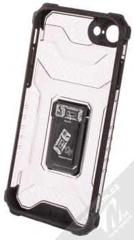 1Mcz Crystal Ring odolný ochranný kryt s držákem na prst, stojánkem a podporující magnetické držáky pro Apple iPhone 7, iPhone 8, iPhone SE (2020), iPhone SE (2022) černá (black) zepředu