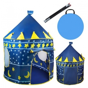 1Mcz Dětský stan ve tvaru hradu modrá (blue)