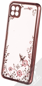 1Mcz Diamond Flower Skinny TPU ochranný kryt pro Samsung Galaxy A22 5G růžově zlatá (rose gold)