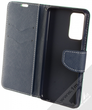 1Mcz Fancy Book flipové pouzdro pro Samsung Galaxy A52, Galaxy A52 5G mátově zelená modrá (mint blue) otevřené