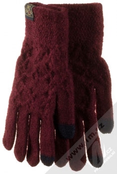 1Mcz Gloves Honeycomb pletené rukavice pro kapacitní dotykový displej tmavě červená (dark red)