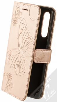 1Mcz GlypticaL Roj motýlů 1 Book flipové pouzdro pro Huawei P30 růžově zlatá (rose gold)