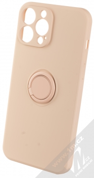 1Mcz Grip Ring Skinny ochranný kryt s držákem na prst pro Apple iPhone 13 Pro Max světle růžová (powder pink)