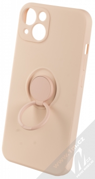 1Mcz Grip Ring Skinny ochranný kryt s držákem na prst pro Apple iPhone 13 světle růžová (powder pink) držák