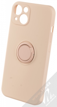 1Mcz Grip Ring Skinny ochranný kryt s držákem na prst pro Apple iPhone 13 světle růžová (powder pink)