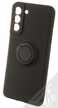 1Mcz Grip Ring Skinny ochranný kryt s držákem na prst pro Samsung Galaxy S21 FE černá (black)