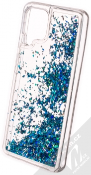 1Mcz Liquid Diamond Sparkle ochranný kryt s přesýpacím efektem třpytek pro Samsung Galaxy A22 tyrkysová (turquoise) zezadu