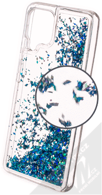 1Mcz Liquid Diamond Sparkle ochranný kryt s přesýpacím efektem třpytek pro Samsung Galaxy A22 tyrkysová (turquoise)