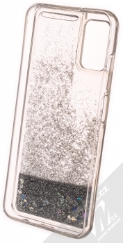 1Mcz Liquid Heart Sparkle ochranný kryt s přesýpacím efektem třpytek pro Samsung Galaxy A03s stříbrná (silver) zepředu