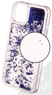 1Mcz Liquid Hexagon Sparkle ochranný kryt s přesýpacím efektem třpytek pro Apple iPhone 13 modrá (blue)