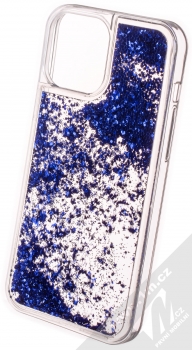 1Mcz Liquid Hexagon Sparkle ochranný kryt s přesýpacím efektem třpytek pro Apple iPhone 13 Pro Max modrá (blue) zezadu
