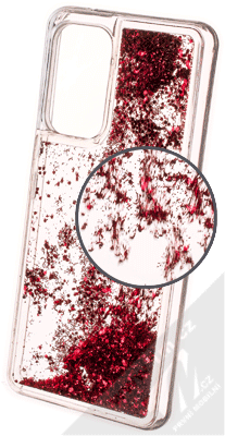 1Mcz Liquid Hexagon Sparkle ochranný kryt s přesýpacím efektem třpytek pro Samsung Galaxy A53 5G červená (red)